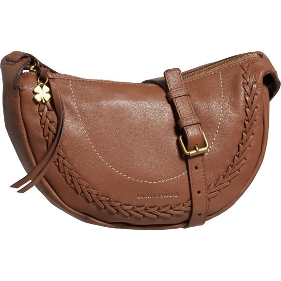LUCKY BRAND LEATHER Russet Brown Western Style Crossbody Bag Handbag NEW $158 - Picture 1 of 7